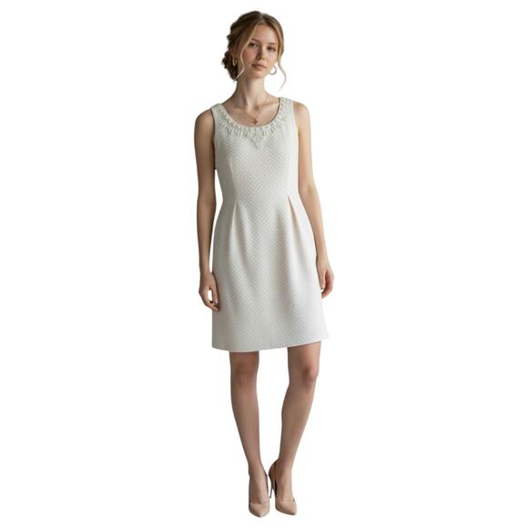 Antonio Melani Off White Beaded Textured Sleeveless Dress Size 6 EUC - Picture 13 of 13